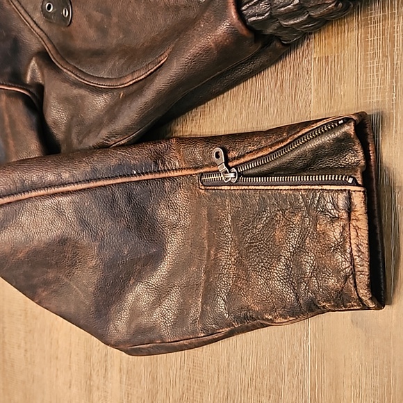 Harley Davidson Mens Brown Leather Jacket with lining. - Picture 5 of 5